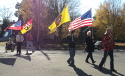 Color guard leading the Lawrenceburg Trail of Tears Memorial Walk.