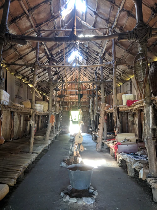 Reconstructed Seneca bark longhouse at Ganondagan State Historic Site