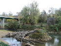 These stone piers supported a covered bridge built in 1904.