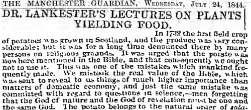 People objected to growing potatoes because they aren't mentioned in the bible