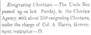 Choctaws continued to be removed